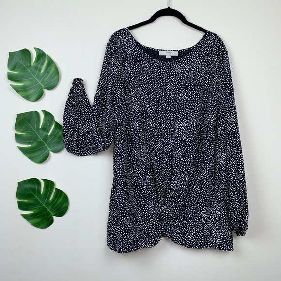 Loft Plus Dotted Mixed Media Twist Hem Top - Picture 5 of 5